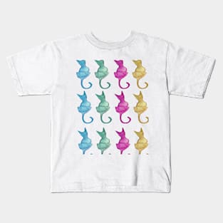 Bright cat watercolor pattern Kids T-Shirt
